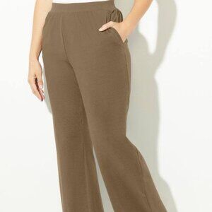 Catherines Caramel Brown Wide-leg Suprema Stretch Cotton Pant-4X-Petite Lgth-NWT